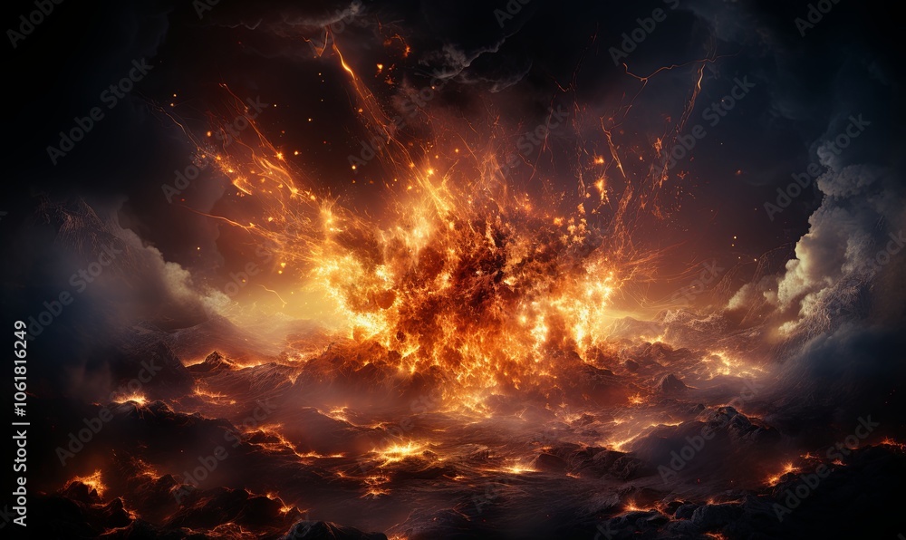 Massive Fire and Smoke Explosion in the Sky Massive Fire and Smoke Explosion in the Sky