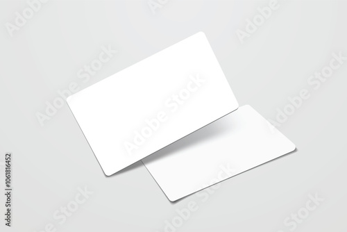 Rounded corners business card, gift card or credit card with shadow. Mockup design for presentation branding, corporate identity, ads, personal, stationery, document, graphic presenting. Vector

