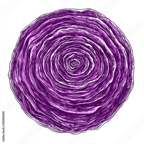 artwork features simple shape red cabbage illustrated deep purple tones minimal lines emphasizing clean and modern aesthetic white backdrop.