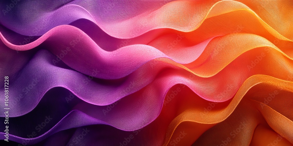 Obraz premium Orange purple vibrant color gradient wave on black background, grainy texture, copy space, Generative AI