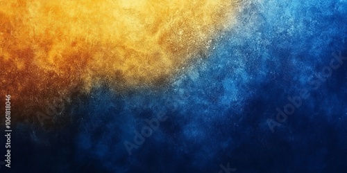 Dark grainy gradient background, blue yellow black abstract noisy texture poster backdrop banner header cover design, Generative AI