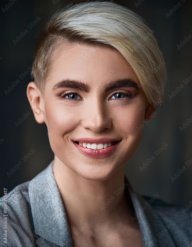 Studio Portrait of Happy Transgender Woman Smiling