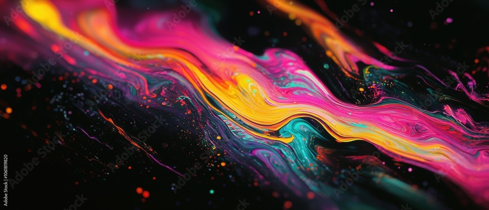 A colorful, swirling line of paint on a black background A colorful, swirling line of paint on a black background