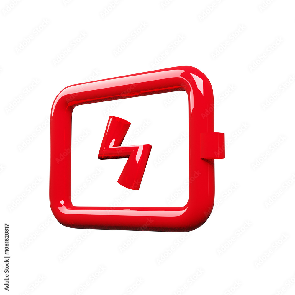 3D Battery Icon Power and Energy Symbol on Transparent Background 3D Battery Icon Power and Energy Symbol on Transparent Background