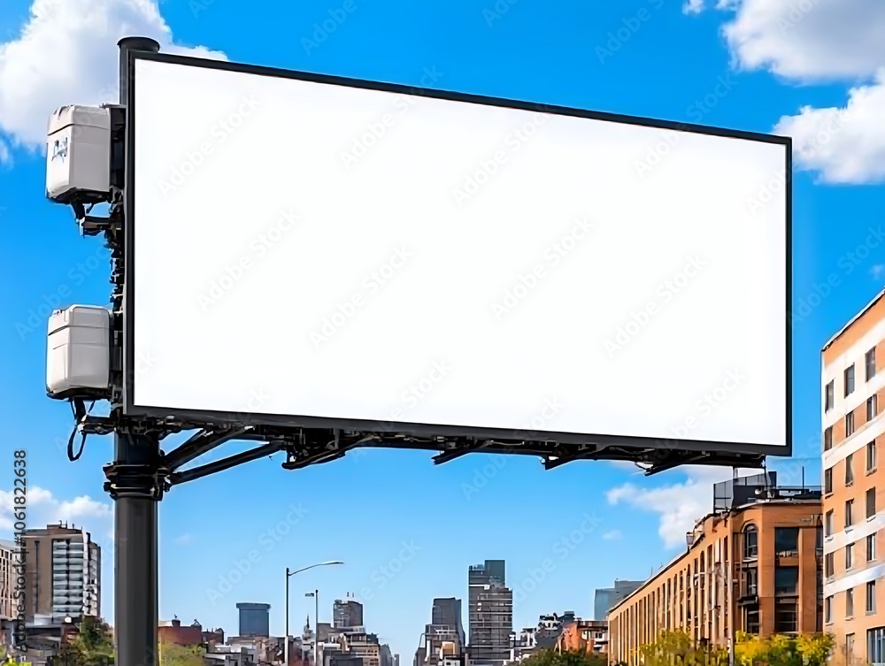 Blank Billboard Urban Skyline Advertising Space Blank Billboard Urban Skyline Advertising Space