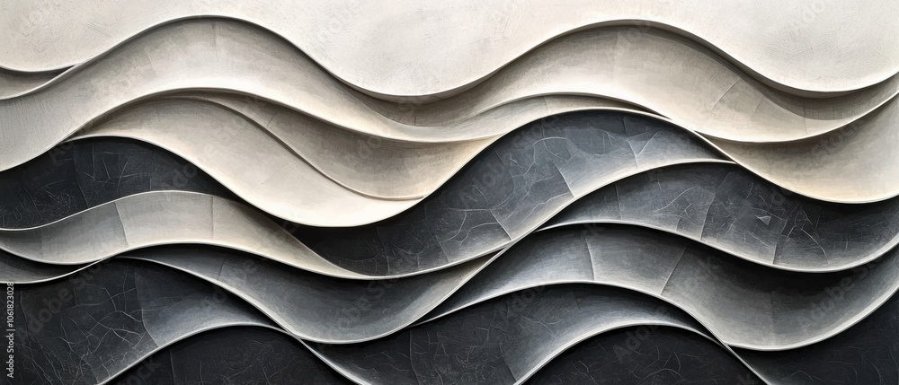 A black and white image of a wave with a white line in the middle A black and white image of a wave with a white line in the middle