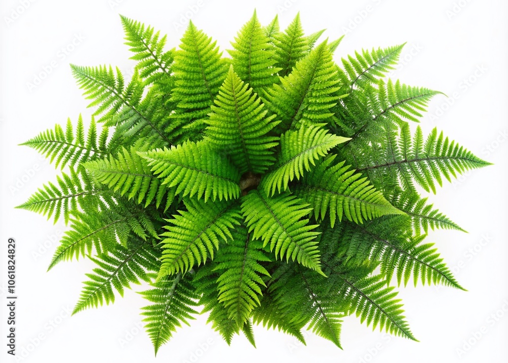 Tropical Fern Bush Tree Isolated on White Background - Aerial Photography of Lush Greenery for Interior Design and Nature Lovers Tropical Fern Bush Tree Isolated on White Background - Aerial Photography of Lush Greenery for Interior Design and Nature Lovers