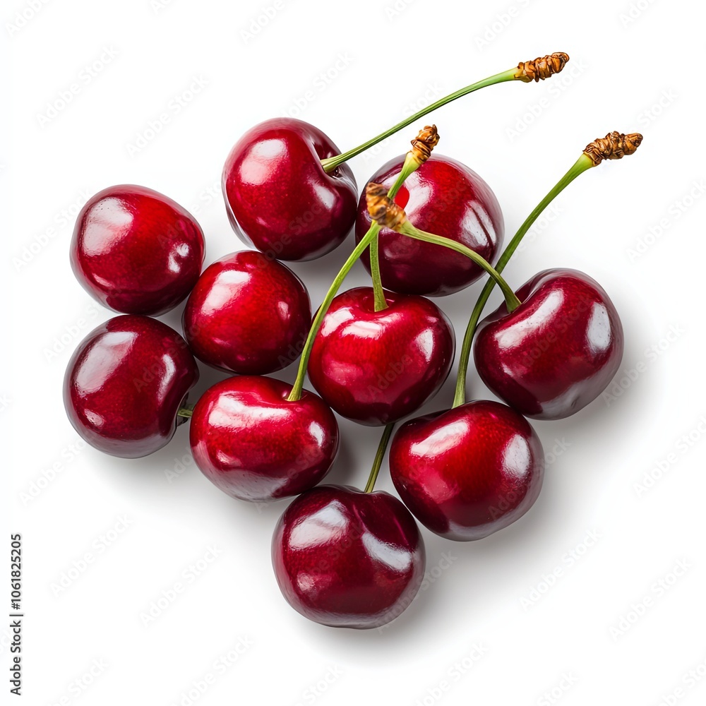 Fresh Red Cherries on White Background - Still Life Photography Fresh Red Cherries on White Background - Still Life Photography