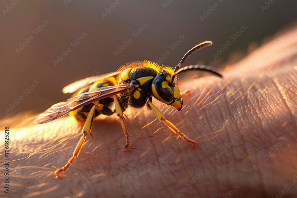 bee stinging a human bee stinging a human