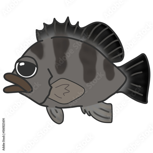 クロメバルという黒い海水魚のイラスト