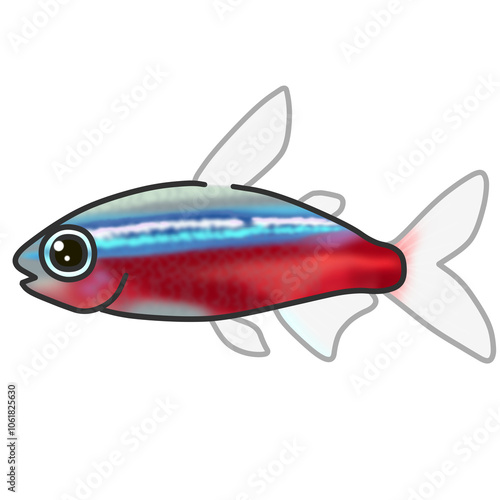 カージナルテトラという小さくカワイイ熱帯魚のイラスト