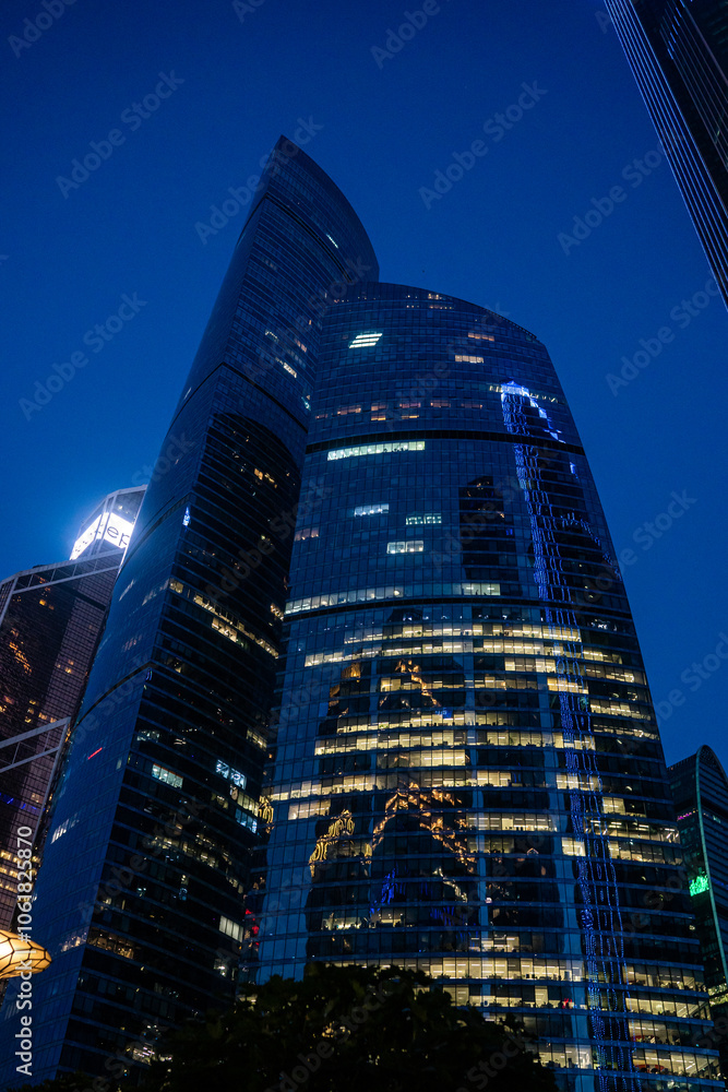 Obraz premium MOSCOW, RUSSIA - 30 SEPTEMBER 2023: Moscow City. Skyscrapers of the Moscow International Business Centre