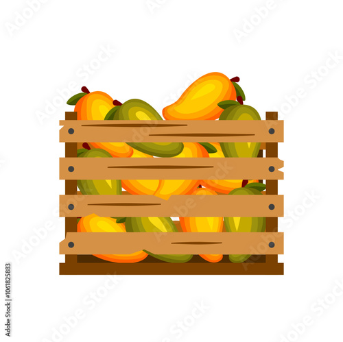 Illustration of Wooden Box of Mango