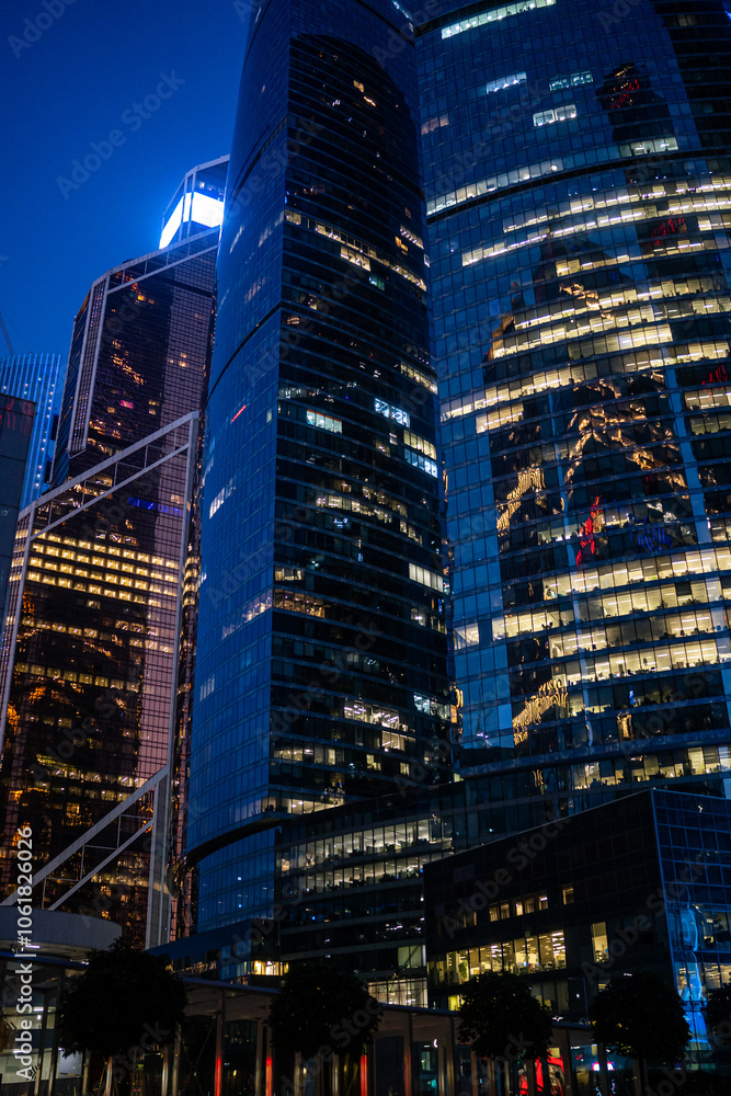 Obraz premium MOSCOW, RUSSIA - 30 SEPTEMBER 2023: Moscow City. Skyscrapers of the Moscow International Business Centre