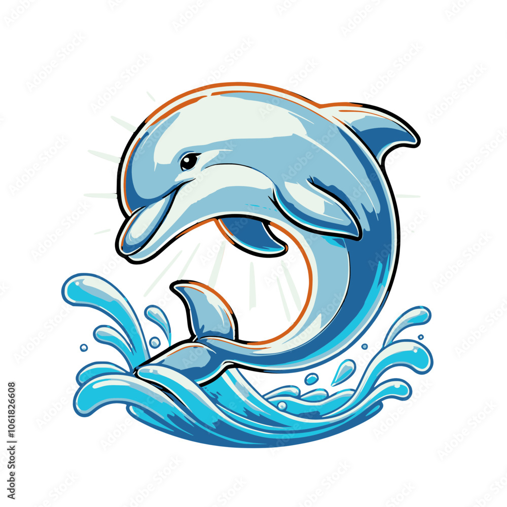 Obraz premium peaceful dolphin leaping out of the water