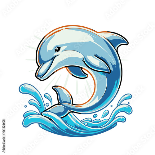 peaceful dolphin leaping out of the water