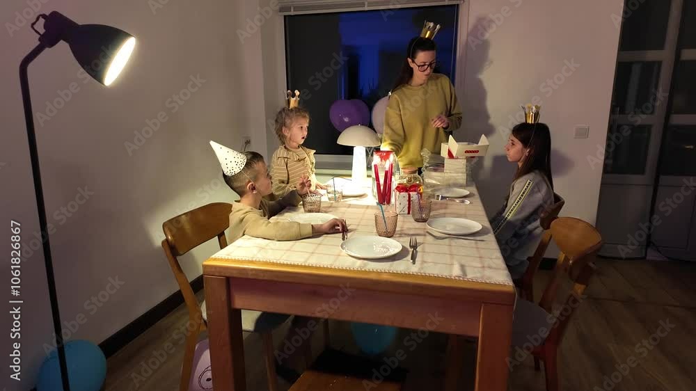 Family celebrating a birthday. Birthday party Family celebrating a birthday. Birthday party