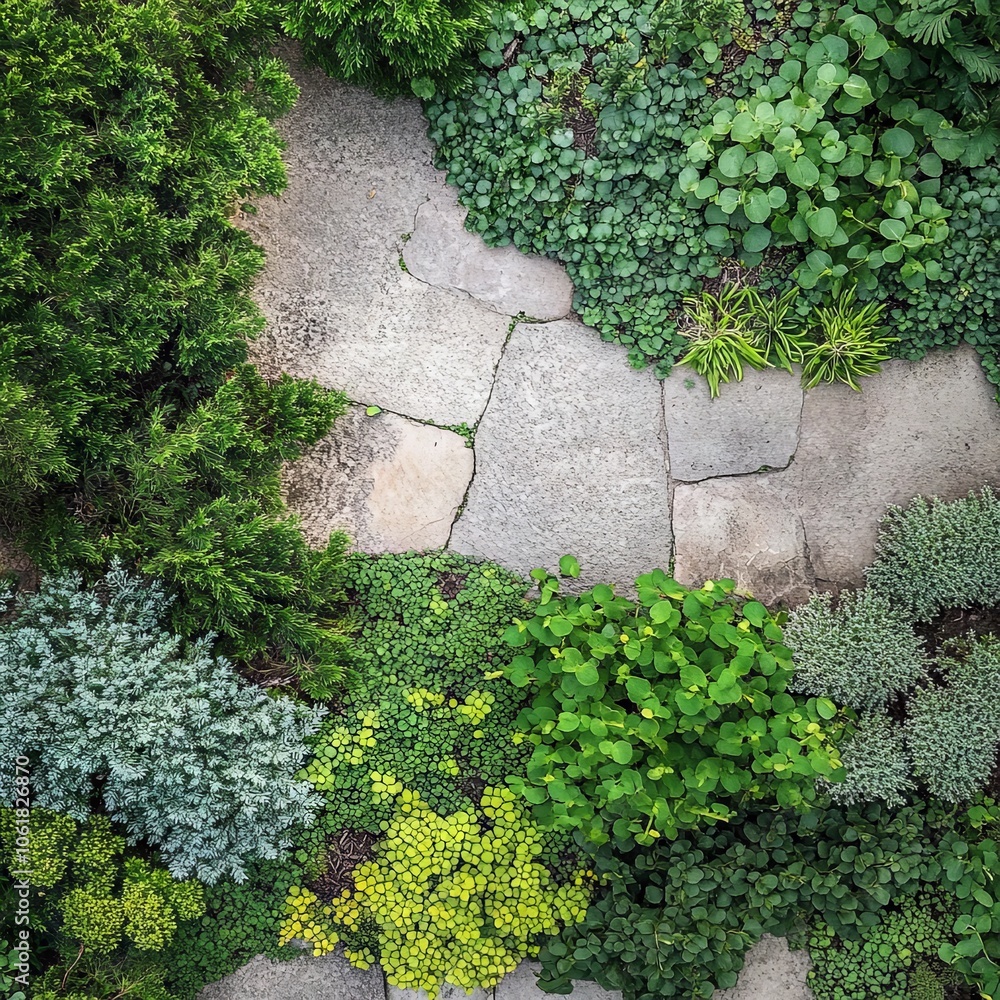 Stone Path Through Lush Green Garden Stone Path Through Lush Green Garden