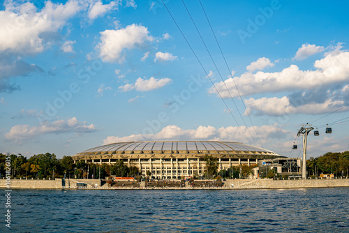 MOSCOW, RUSSIA - 30 SEPTEMBER 2023: Luzhniki Stadium from the Vorobyovy Gory observation deck