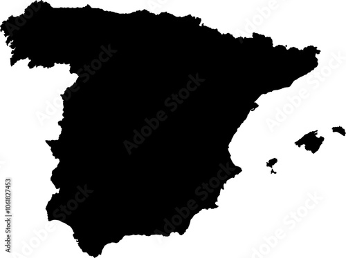 Vector illustration of Spain country in Europe, black and white photo