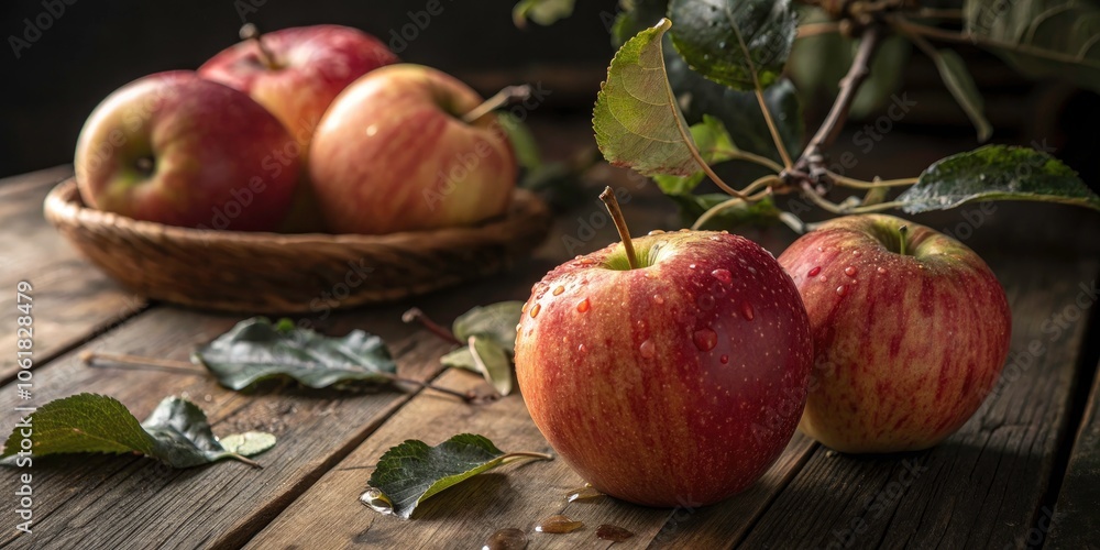 Captivating Low Light Photography of Fresh Apples in a Rustic Setting, Evoking Natural Beauty and Organic Freshness for Food Enthusiasts and Culinary Inspirations Captivating Low Light Photography of Fresh Apples in a Rustic Setting, Evoking Natural Beauty and Organic Freshness for Food Enthusiasts and Culinary Inspirations