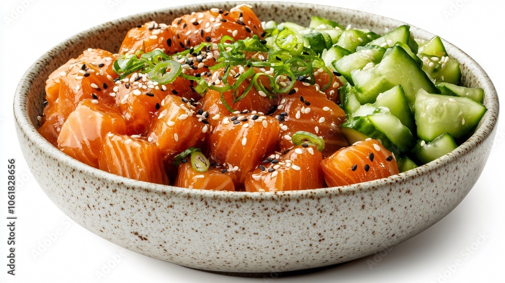 Salmon Poke Bowl with Cucumber and Sesame Seeds Salmon Poke Bowl with Cucumber and Sesame Seeds