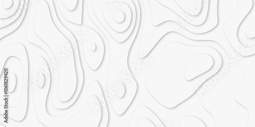 Abstract luxury white modern 3d papercut background. Minimal abstract vector wave carve diamond topography line circle creative topography map circle and wave line smooth multilayer pattern. papercut.