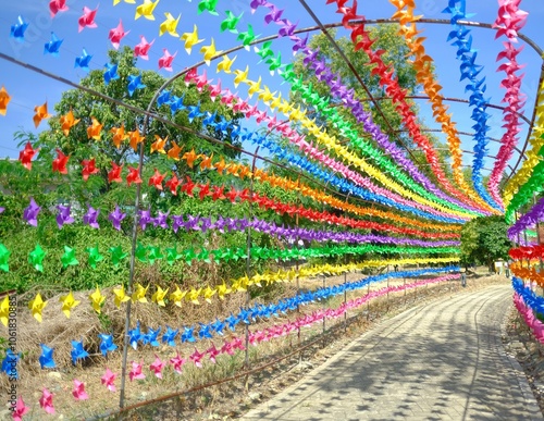Outdoor colorful rainbow windmill pinwheel 