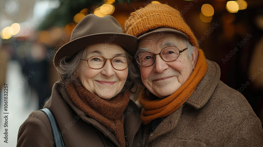 Happy elderly couple in love closeup Valentine's Day Happy elderly couple in love closeup Valentine's Day