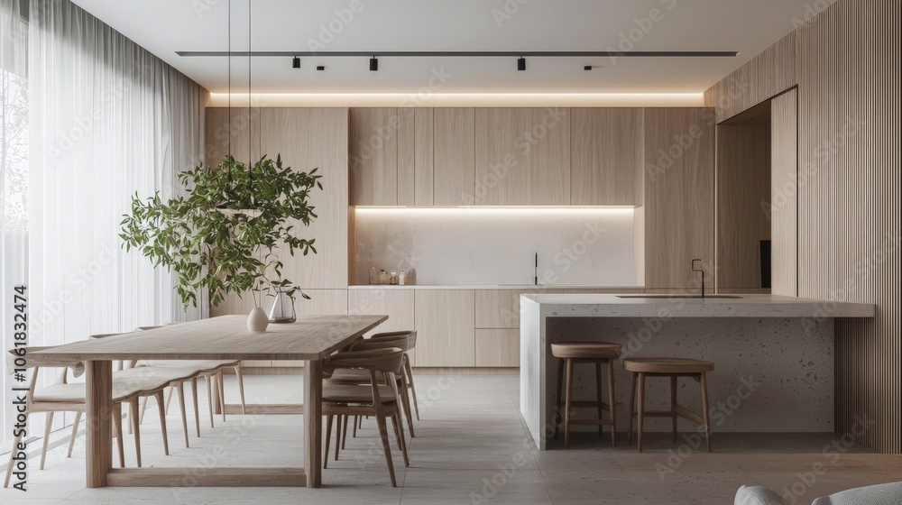 Fototapeta premium Minimalist interior decoration with clean lines and subtle tones