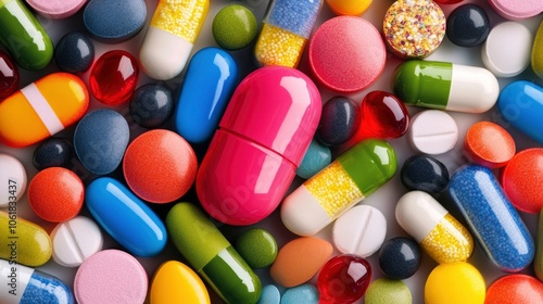 Colorful Pills and Capsules Close Up