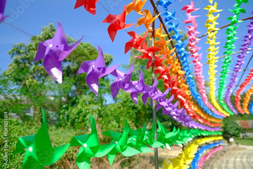 Outdoor colorful rainbow windmill pinwheel 