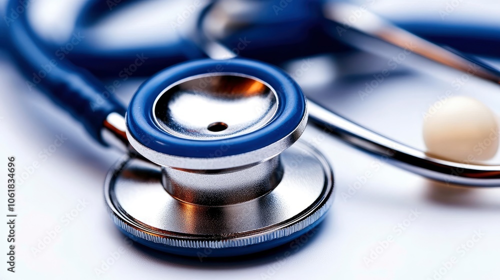 Close-up of a Blue Stethoscope on a White Background Close-up of a Blue Stethoscope on a White Background