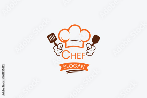 Creative chef logo design featuring utensils and a chef's hat, perfect for culinary businesses and restaurants