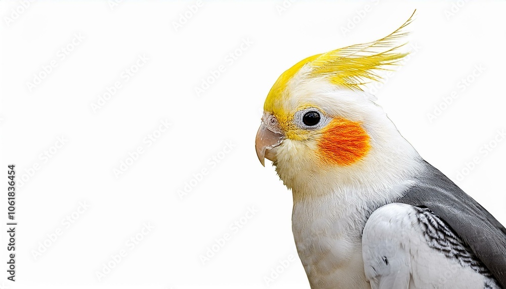 Obraz premium Cockatiel side view full body isolate on transparency background PNG