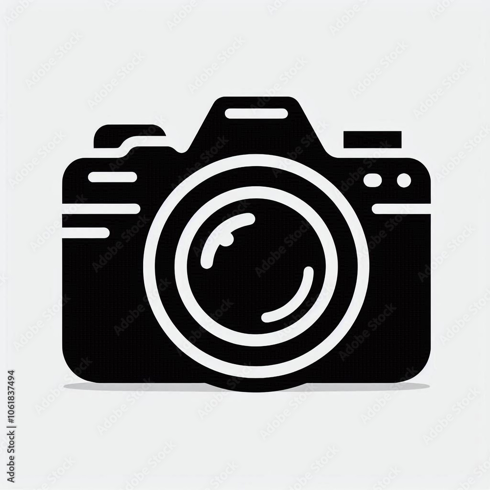 Minimalist Black and White Camera Vector Icon