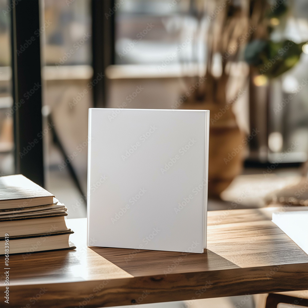 A copy space image showcasing an empty paper book placed on a wooden table A copy space image showcasing an empty paper book placed on a wooden table