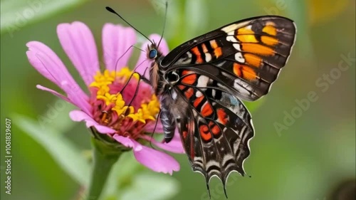 Vanessa atalanta butterflay on flowers photo