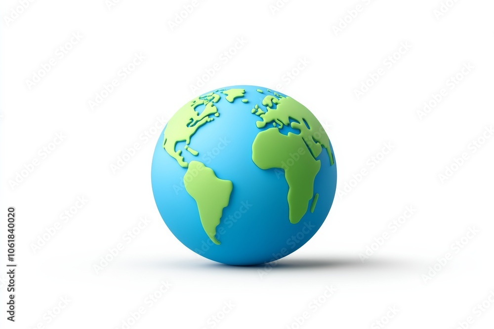Blue and green globe with the continents of Africa and South America. The globe is on a white background Blue and green globe with the continents of Africa and South America. The globe is on a white background