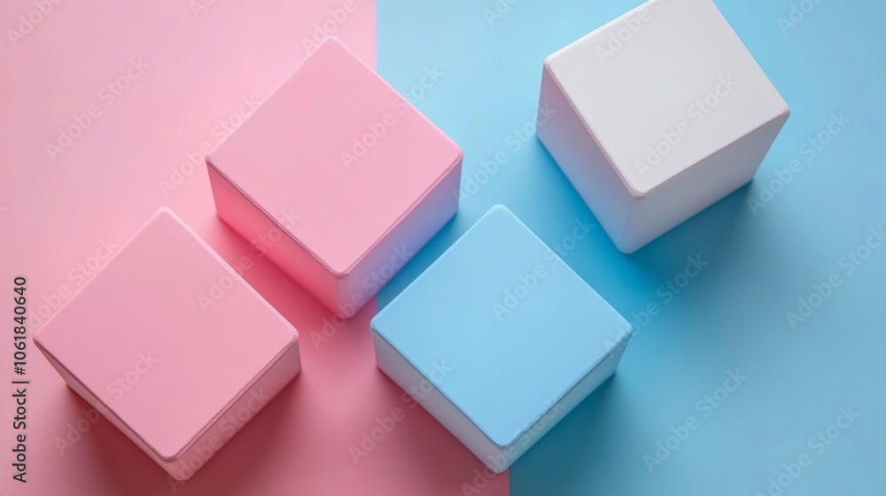 Fototapeta premium Colorful Cubes Minimalist Product Display Mockup