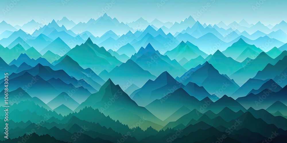 Abstract pattern of mountains in different shades of blue and green, mountain range, outdoor inspiration, watercolor effect, gradient patterns, mountainous landscape Abstract pattern of mountains in different shades of blue and green, mountain range, outdoor inspiration, watercolor effect, gradient patterns, mountainous landscape