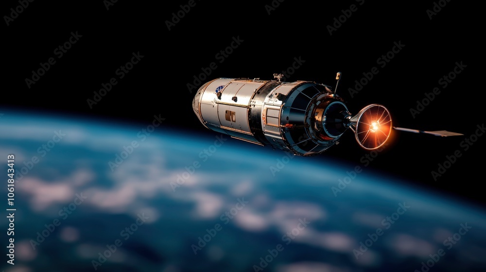 Fototapeta premium Spaceship Orbiting Earth