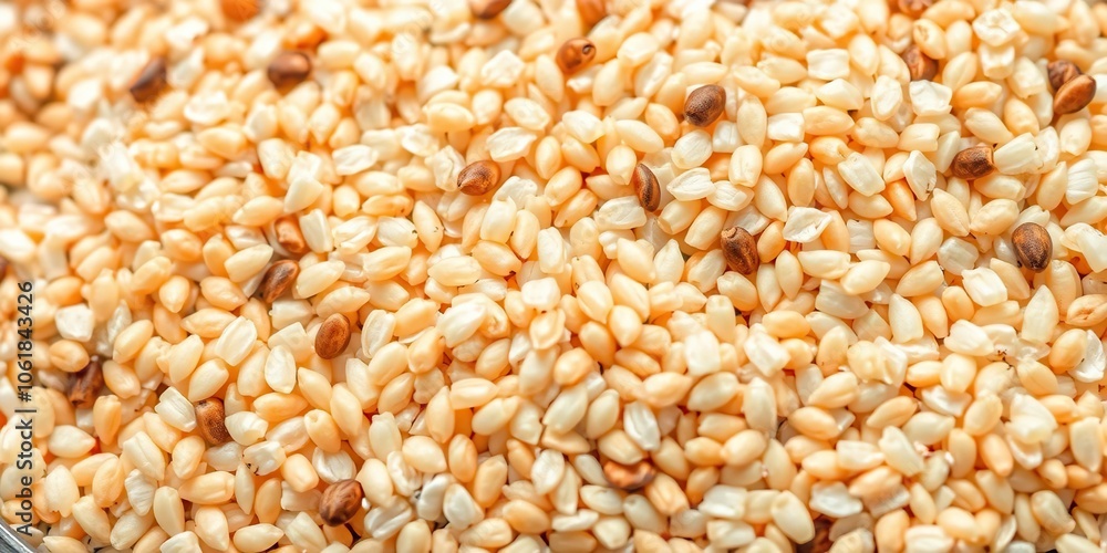 A close-up photo of various grain textures including rice, wheat, and quinoa, brown, texture, organic A close-up photo of various grain textures including rice, wheat, and quinoa, brown, texture, organic