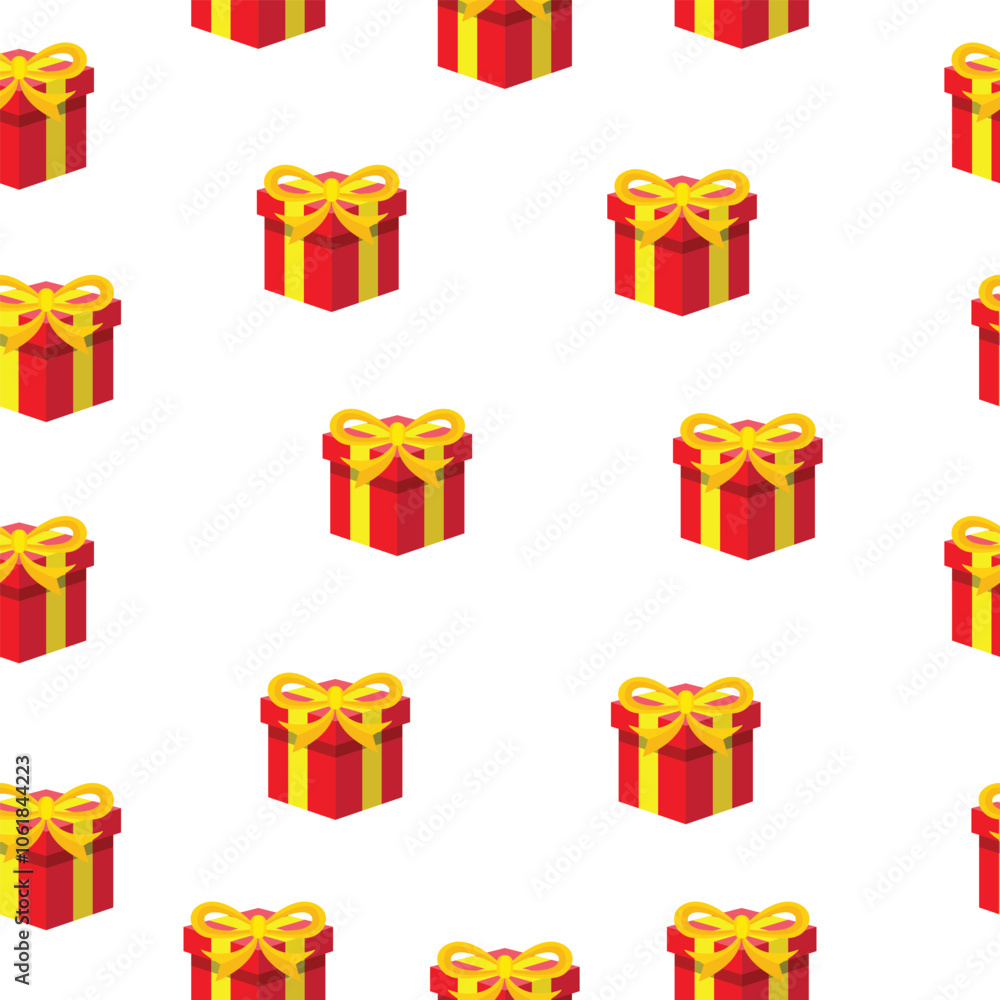 Seamless pattern background with red giftbox vector illustration on the light pink background. Present, surprise, package, birthday Seamless pattern background with red giftbox vector illustration on the light pink background. Present, surprise, package, birthday
