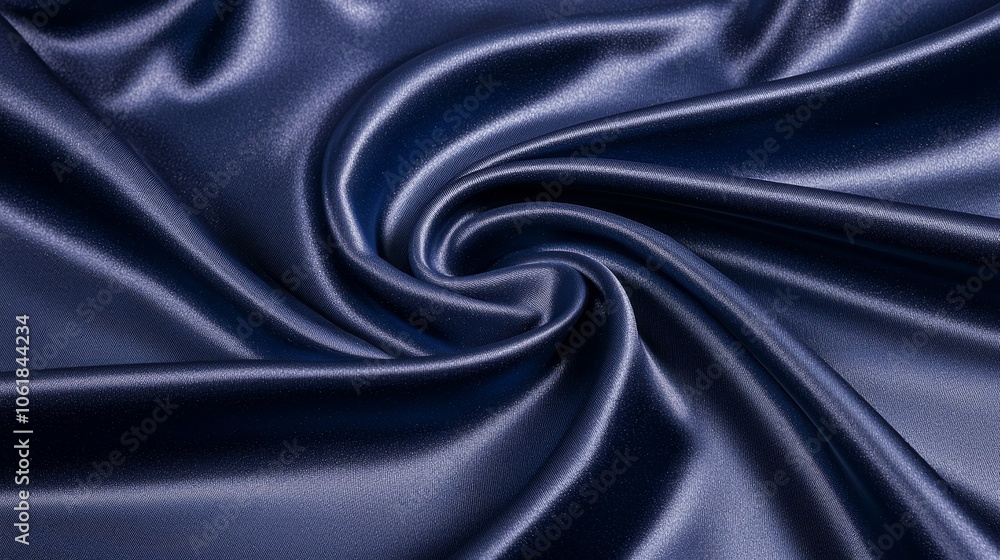 Obraz premium Luxurious deep blue satin fabric a visual exploration of texture and shine for fashion and design applications