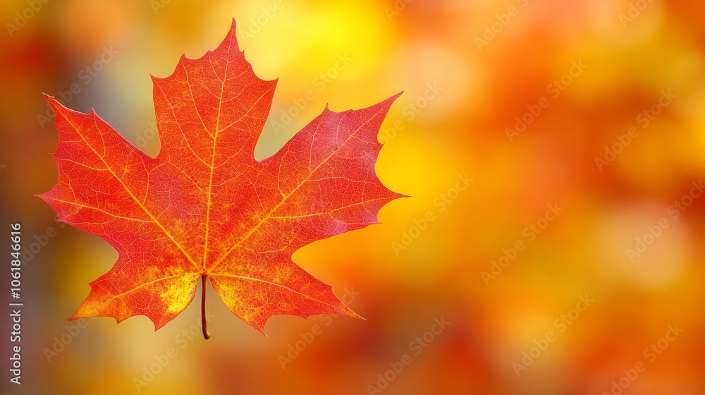 Vibrant Red Maple Leaf Closeup Against Autumn Colors Vibrant Red Maple Leaf Closeup Against Autumn Colors