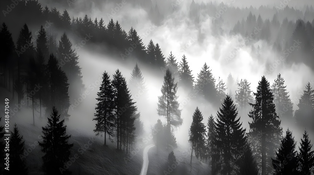 Obraz premium Misty Dawn in the Black Forest (Germany)