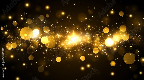 A dazzling display of golden particles and lights against a dark background, creating a magical and festive atmosphere.