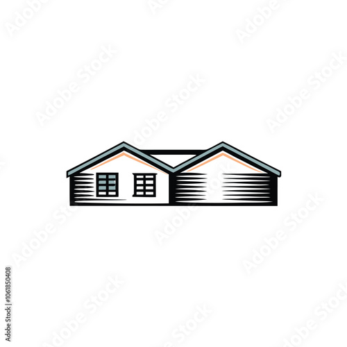 Design a minimalist house outline logo using one or two lines.  The logo should be clean, modern, and visually impactful.