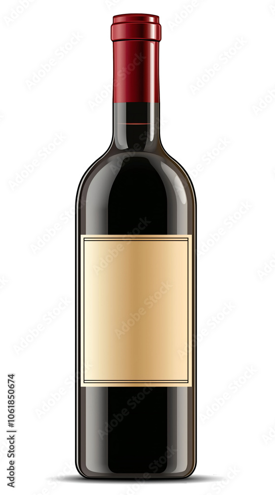 Red Wine Bottle with Blank Label and Dark Red Cap Red Wine Bottle with Blank Label and Dark Red Cap